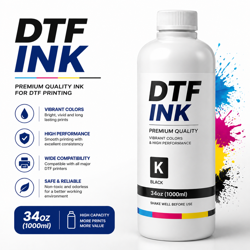 DTF Ink 1L (34oz) Premium Textile Pigment Ink for DTF Printing