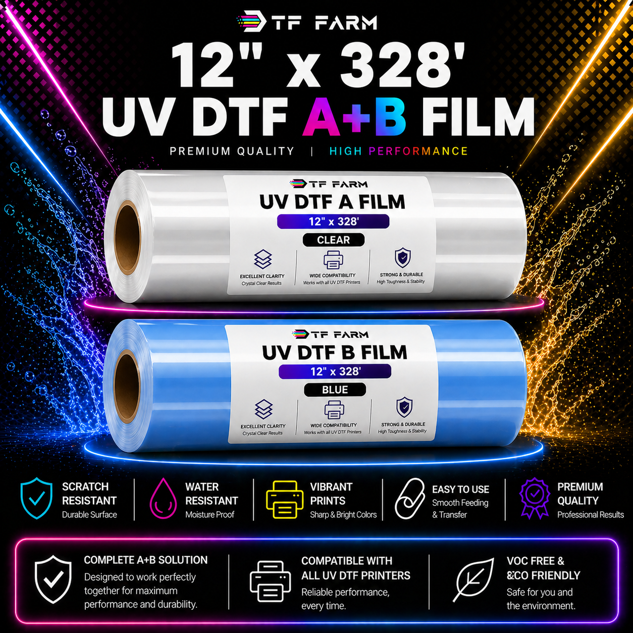 UV DTF Film Roll 12" x 328' (30cm x 100m) – A+B Film Rolls