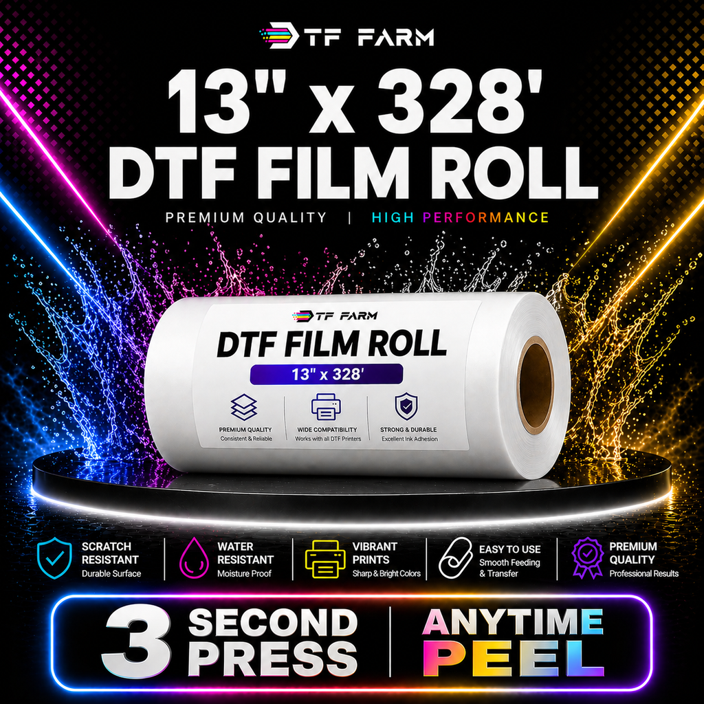 DTF Film Roll 13" x 328' (33cm x 100m) – Double Side Matte Anytime Peel