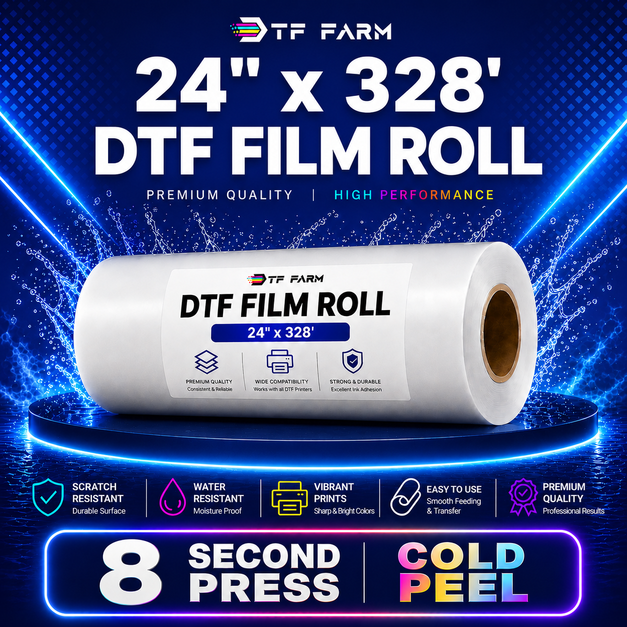 DTF Film Roll 24" x 328' (60cm x 100m) – Double Side Matte Cold Peel