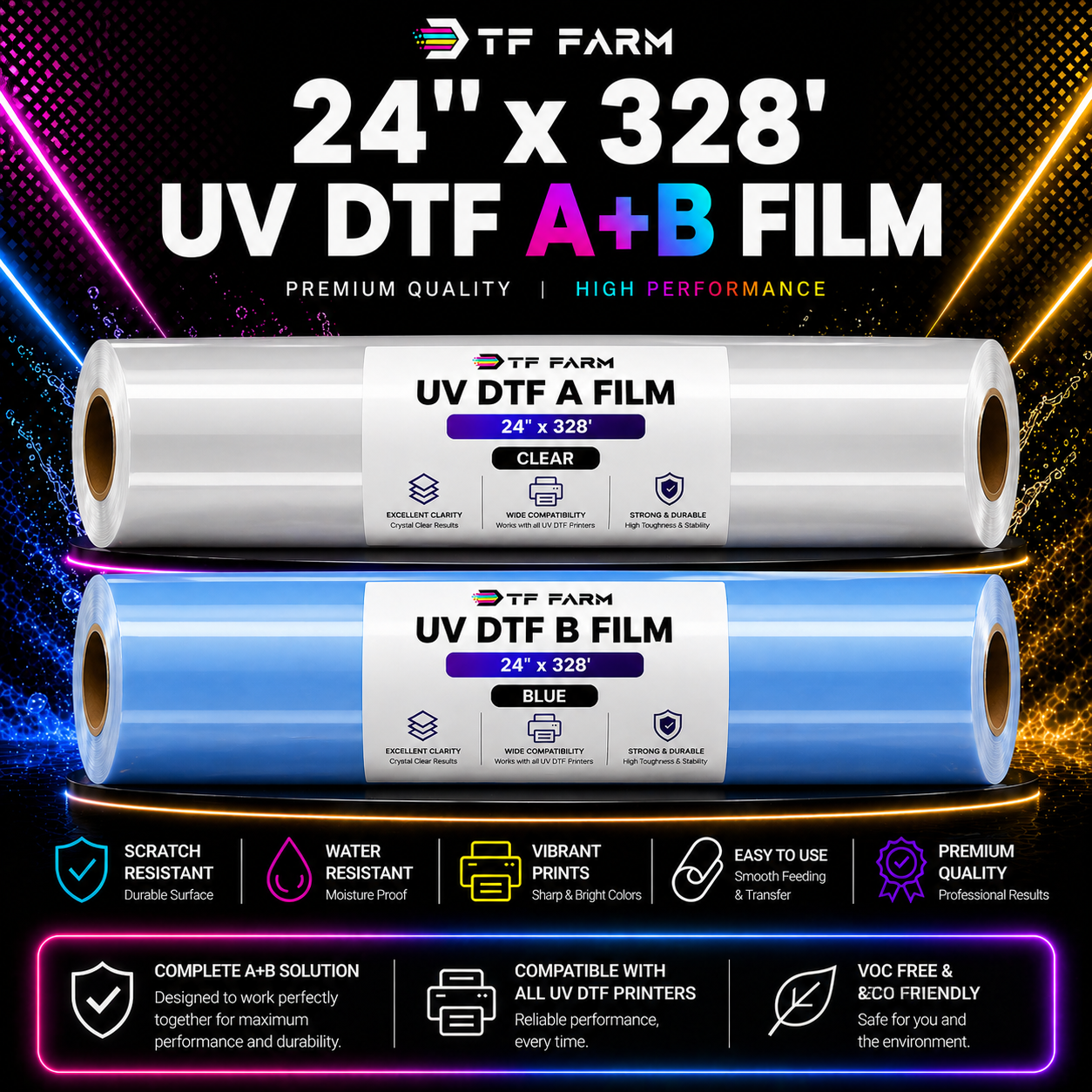 UV DTF Film Roll 24" x 328' (60cm x 100m) – A+B Film Rolls