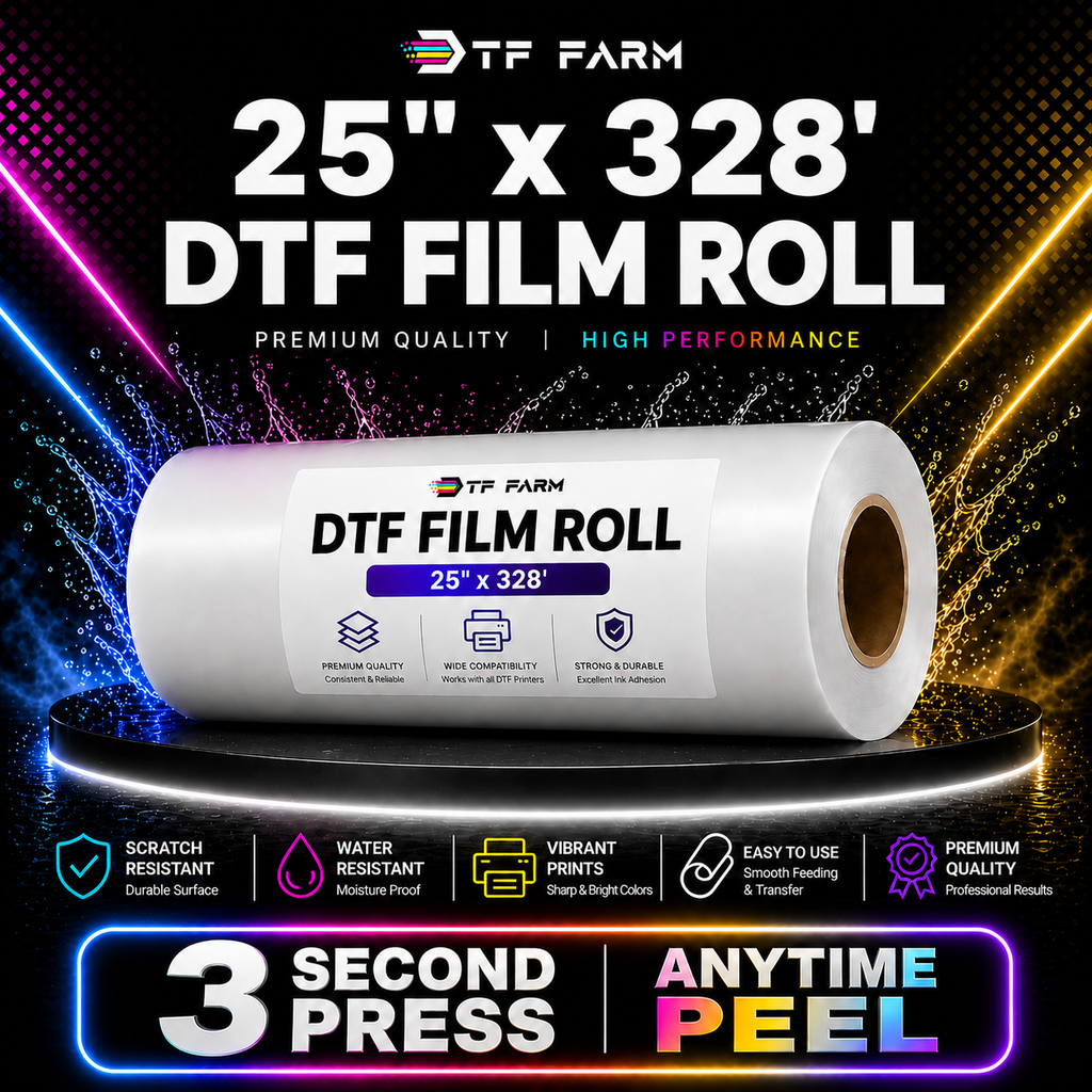 DTF Film Roll 25" x 328' (63.5cm x 100m) – Double Side Matte Anytime Peel