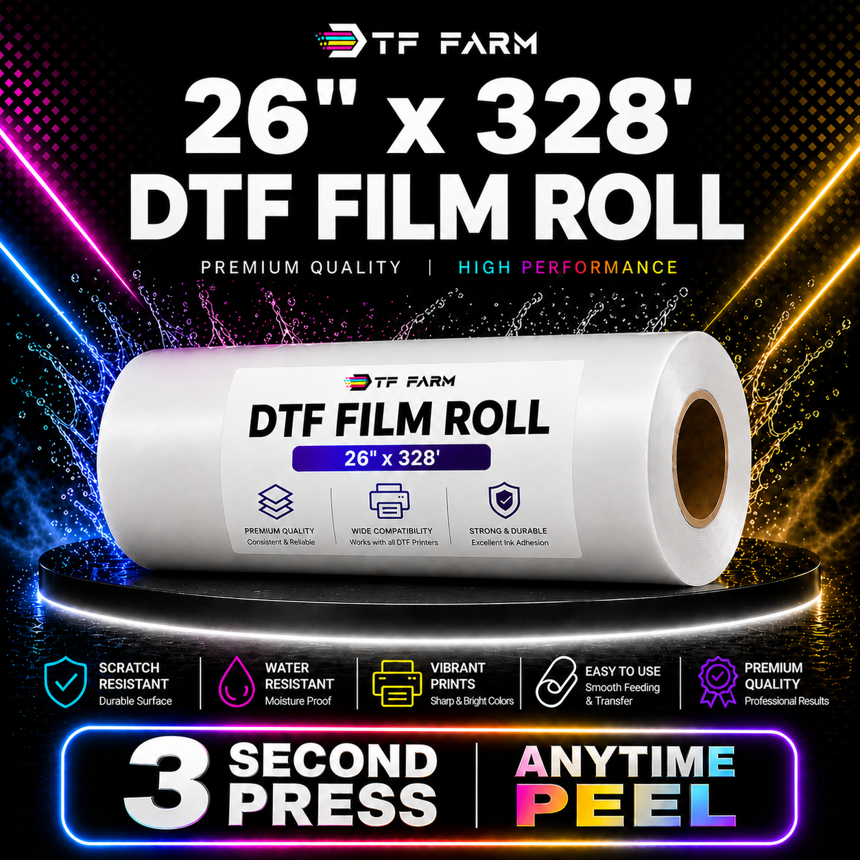 DTF Film Roll 26" x 328' (66cm x 100m) – Double Side Matte Anytime Peel