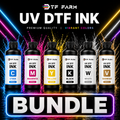 UV DTF Ink Bundle – CMYK + White + Varnish (Complete Set)