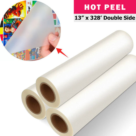 DTF Film Roll 13" x 328' (33cm x 100m) Double Side Hot Peel (3 Sec. Press)