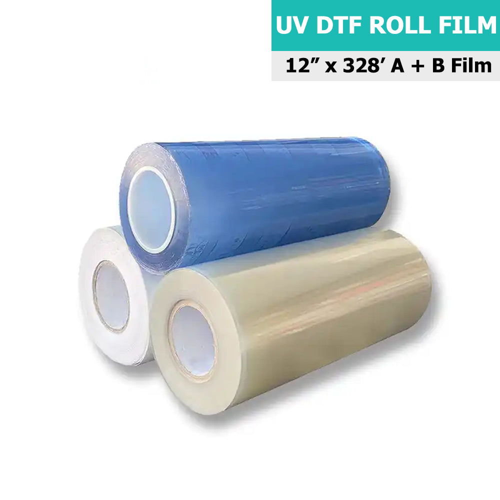 UV DTF Film Roll 12" x 328' (30cm x 100m) A+B Film Rolls (Clear/White)