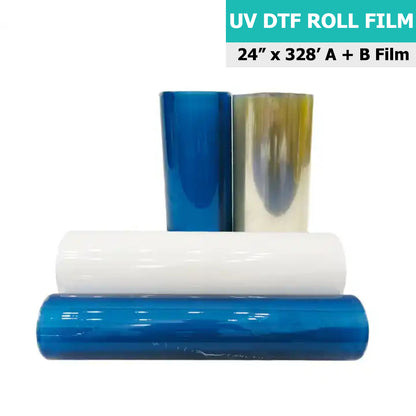 UV DTF Film Roll 24" x 328' (60cm x 100m) A+B Film Rolls (Clear/White)